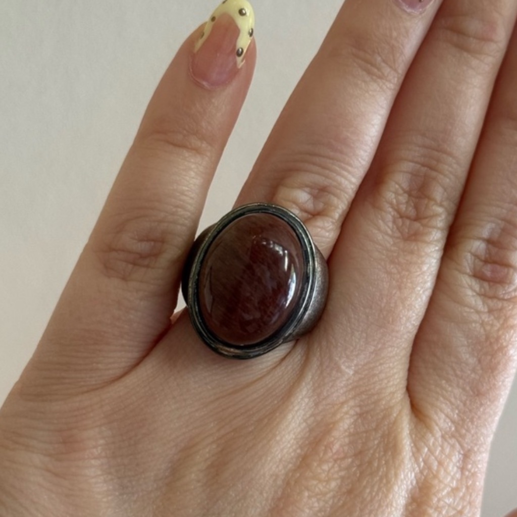 Badavici 925 Sterling Silver Vintage Real Rutilated Quartz Ring Size 7